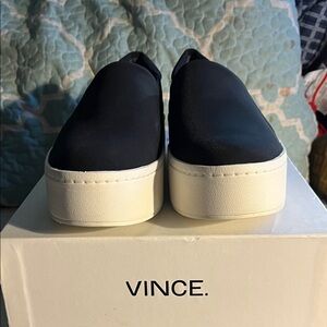 Vince Black and White Platform Slip-Ons
